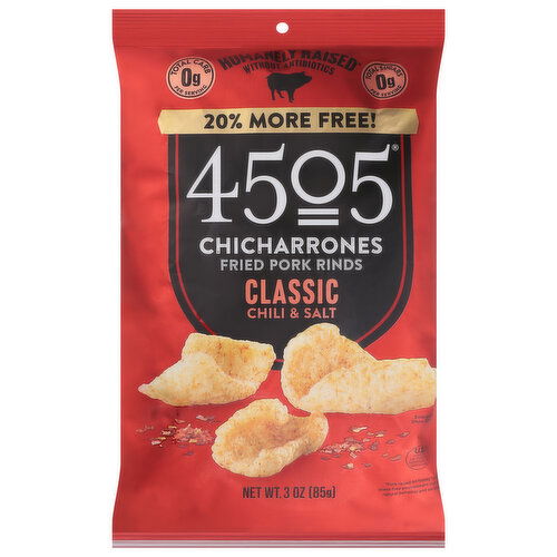 4505 Meats Classic Chili & Salt Chicharrones - 3 Ounce