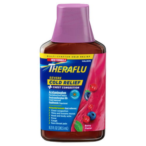 Theraflu Cold Relief + Chest Congestion, Severe, Berry Flavor