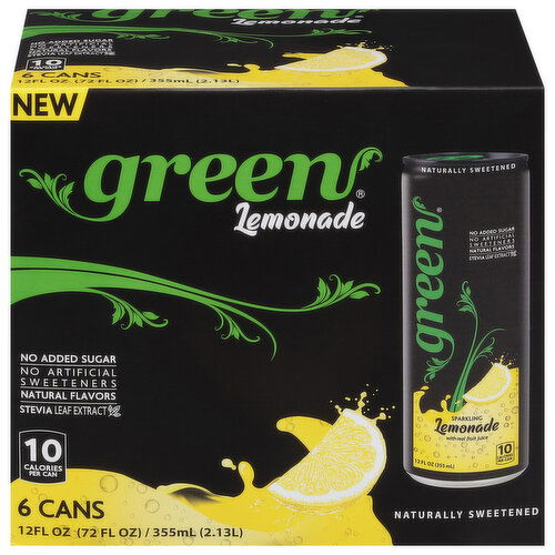 Green Cola Sparkling Beverage, Lemonade - 6 Each