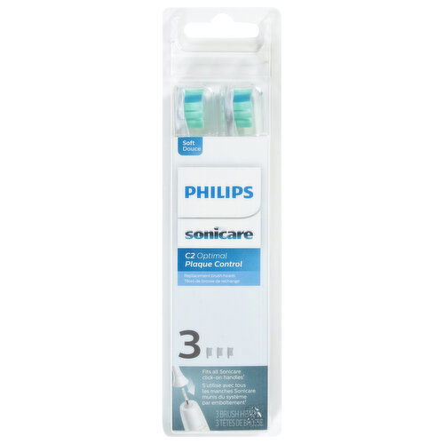 Philips Brush Heads, Replacement, C2 Optimal, Plaque Control, Soft