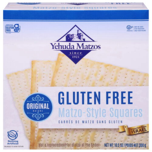 Yehuda Matzos Matzo-Style Squares, Gluten Free, Original