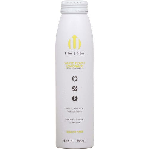 Uptime Energy Drink, Sugar Free, White Peach Lemonade