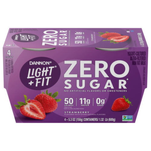 Dannon Yogurt, Strawberry, Zero Sugar