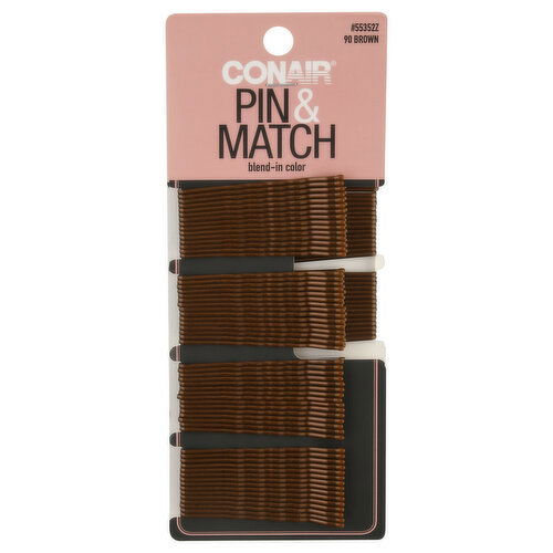 Conair Bobby Pins, Pin & Match, Brown