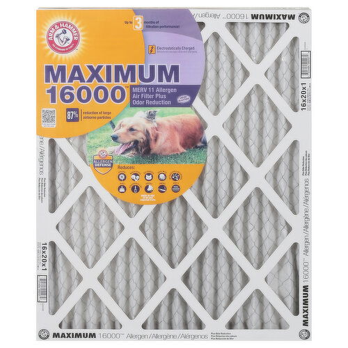 Arm & Hammer Air Filter, Plus Odor Reduction, Allergen, MERV 11 - 1 Each