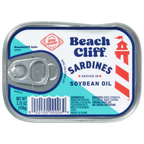 Beach Cliff Sardines, Soybean Oil