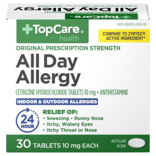 TopCare All Day Allergy, Original Prescription Strength, 10 mg, Tablets