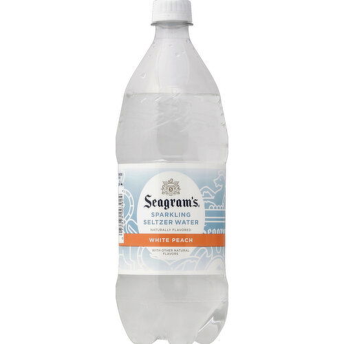 Seagram's Sparkling Seltzer Water, White Peach - 33.8 Ounce