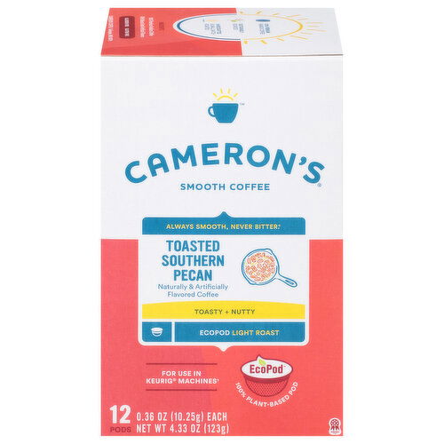 Cameron's Coffee, Smooth, Light Roast, Toasted Southern Pecan, EcoPod