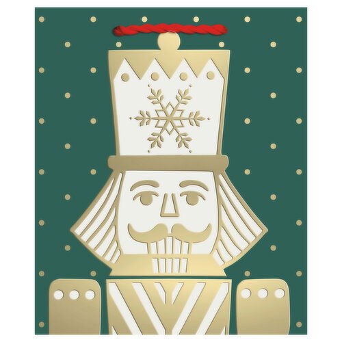 Hallmark 6.5" Small Holiday Gift Bag (Gold Nutcracker on Green)