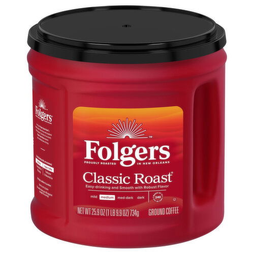 Folgers Coffee, Ground, Medium, Classic Roast