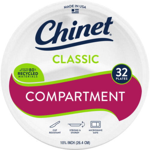 Chinet Plates, Compartment, Classic, 10.375 Inch