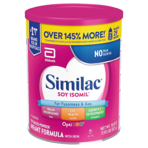 Similac Infant Formula with Iron, Soy-Based Powder, OptiGro, 0-12 Months