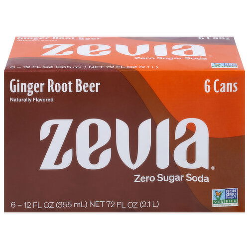 Zevia Soda, Zero Sugar, Ginger Root Beer