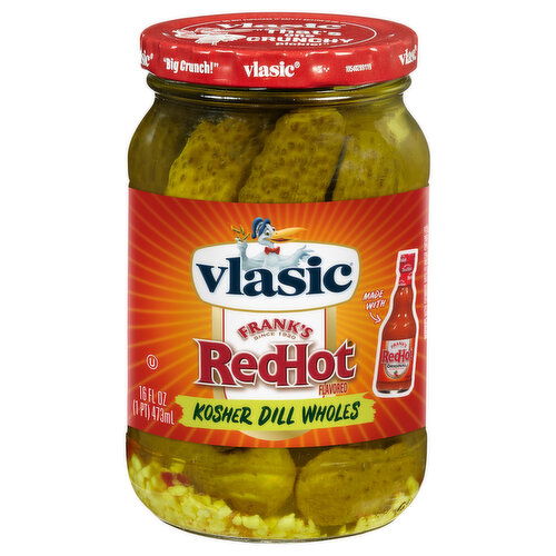 Vlasic Kosher Dill Wholes, Redhot Flavored