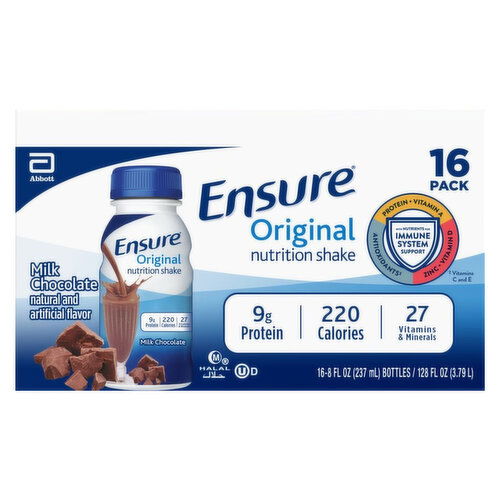 Ensure Nutrition Shake, Milk Chocolate, Original, 16 Pack