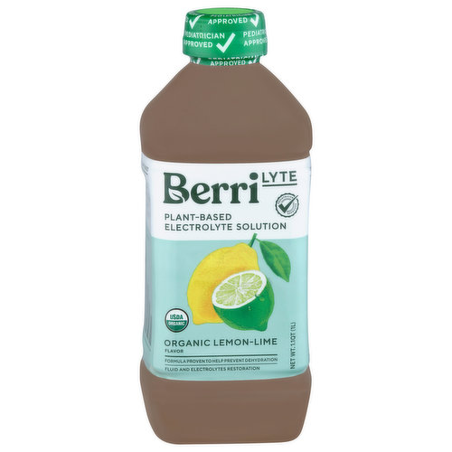 Berri lyte Electrolyte Solution Organic Lemon Lime Flavor Plant Based FRESH by Brookshire s