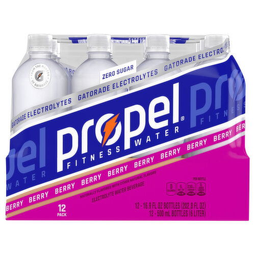 Propel Electrolyte Water Beverage, Berry, 12 Pack