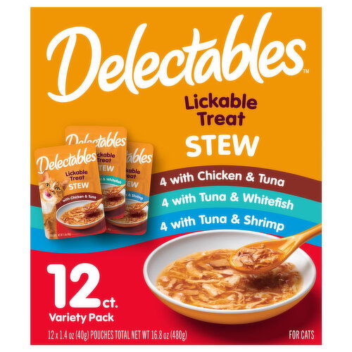 Delectables Cat Treats, Lickable Stew, Variety Pack