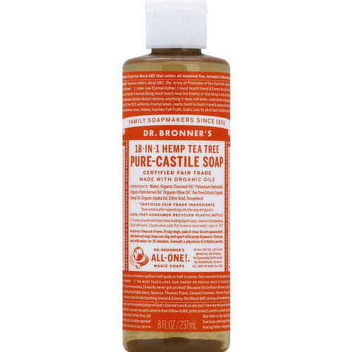 Dr. Bronner's Soap, Pure-Castile, 18-In-1 Hemp Tea Tree