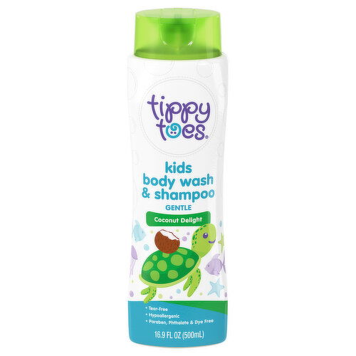 Tippy Toes Kids Gentle Coconut Delight Body Wash & Shampoo - 16.9 Fluid Ounce