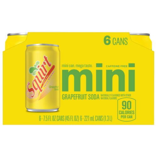 Squirt Caffeine Free Grapefruit Mini Soda - 6 Each