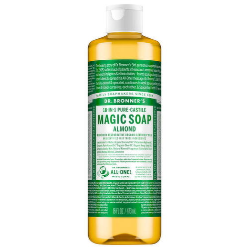 Dr. Bronner's Magic Soap, Pure-Castile,18-in-1, Almond