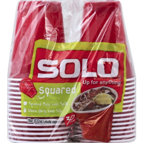 Solo Plastic Cups, Squared, 18 Ounce