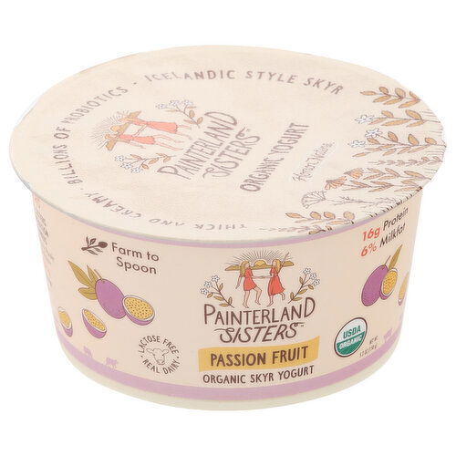 Painterland Sisters Yogurt, Organic, Passion Fruit - 5.3 Ounce