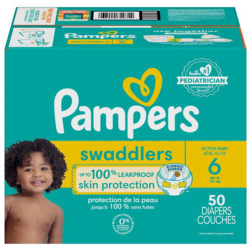 Pampers Diapers, Swaddlers, 6 (35+ lb), Super Pack