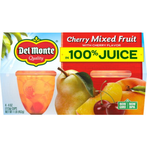 Del Monte Mixed Fruit in 100% Juice, Cherry