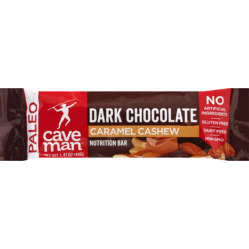 Caveman Nutrition Bar, Dark Chocolate, Caramel Cashew