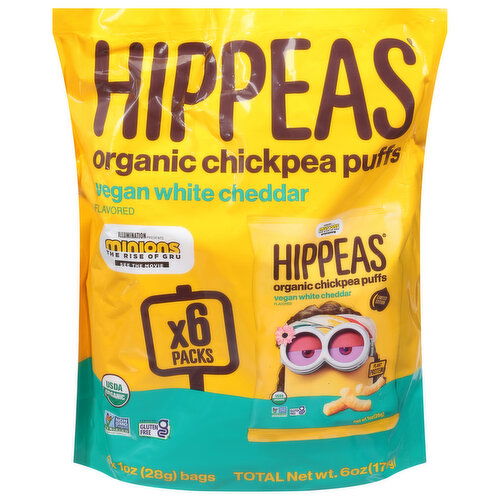 Hippeas Chickpea Puffs, Organic, Vegan White Cheddar Flavored