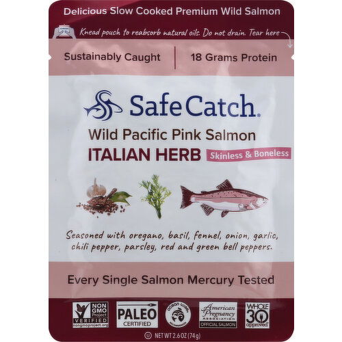 Safe Catch Pink Salmon, Wild Pacific, Italian Herb