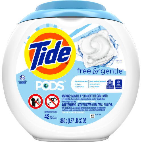 Tide Detergent, Free & Gentle, Pacs