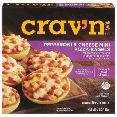 Crav'n Flavor Pizza Bagels, Pepperoni & Cheese, Mini