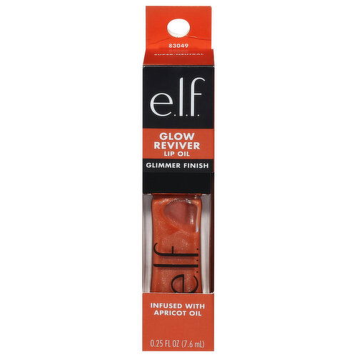 e.l.f. Lip Oil, Glow Reviver, Glimmer Finish, Super-Neutral - 0.25 Fluid Ounce