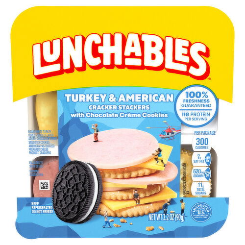 Lunchables Cracker Stackers, with Chocolate Creme Cookies, Turkey & American