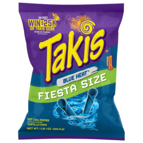 Takis Tortilla Chips, Hot Chili Pepper, Blue Heat, Fiesta Size