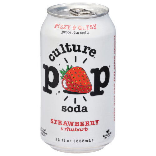 Culture Pop Probiotic Soda, Strawberry & Rhubarb - 12 Fluid Ounce
