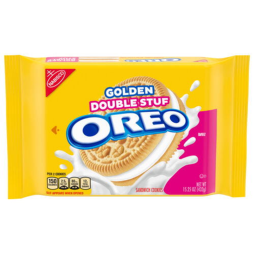 OREO OREO Double Stuf Golden Sandwich Cookies, 15.25 oz