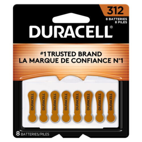 Duracell Batteries, Zinc Air, 312, 1.45 V, 8 Pack