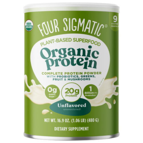 Four Sigmatic Unsweetened Plant-Based Unflavored Protein Powder - 16.9 Ounce
