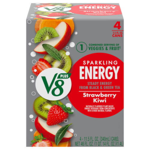 V8 Sparkling Strawberry Kiwi Energy Beverage - 4 Each