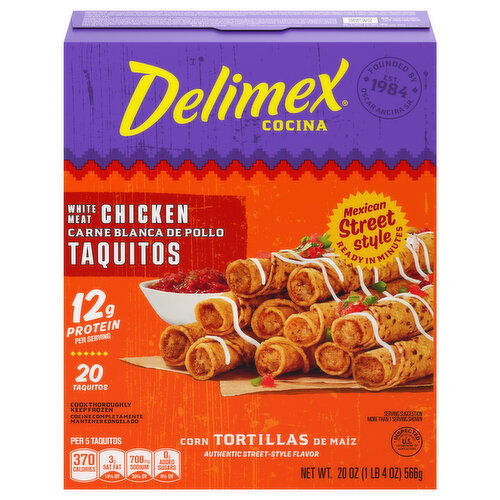 Delimex Taquitos, White Meat Chicken, Corn Tortillas