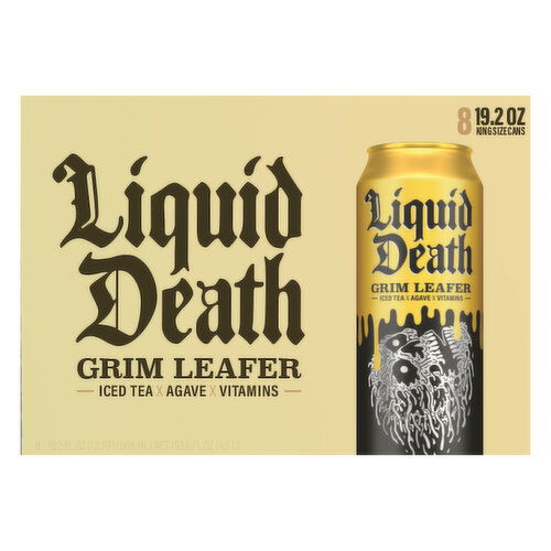 Liquid Death Iced Tea, Grim Leafer, King Size Cans