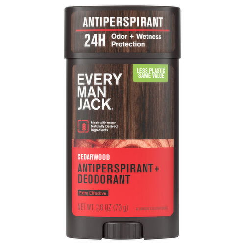 Every Man Jack Cedarwood Antiperspirant + Deodorant - 2.6 Ounce