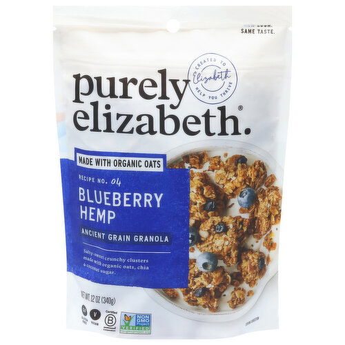 Purely Elizabeth Ancient Grain Granola, Blueberry Hemp, Recipe No. 04