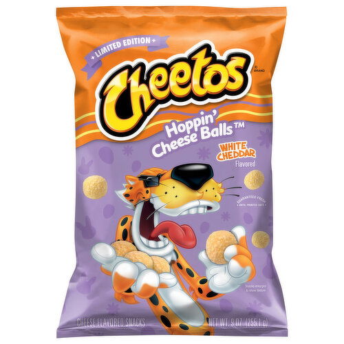 Cheetos Cheese Flavored Snacks, White Cheddar, Hoppin' Cheese Balls - 9 Ounce