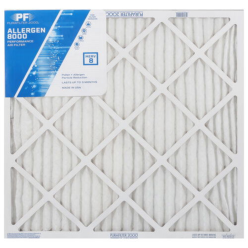 Purafilter 2000 Air Filter, Performance, Allergen 8000